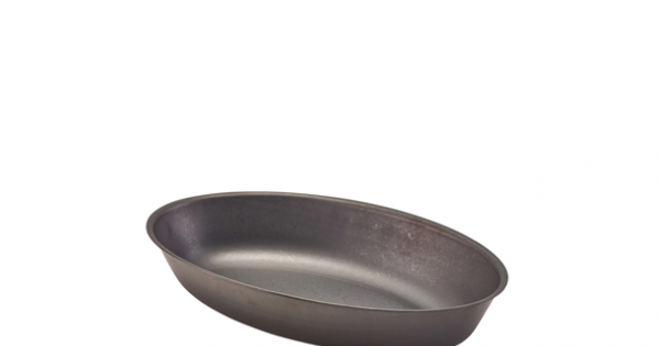 GenWare Black Vintage Steel Oval Dish 17.5 x 11cm