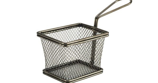 Black Serving Fry Basket Rectangular 10 x 8 x 7.5cm