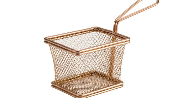 Copper Serving Fry Basket Rectangular 10 x 8 x 7.5cm