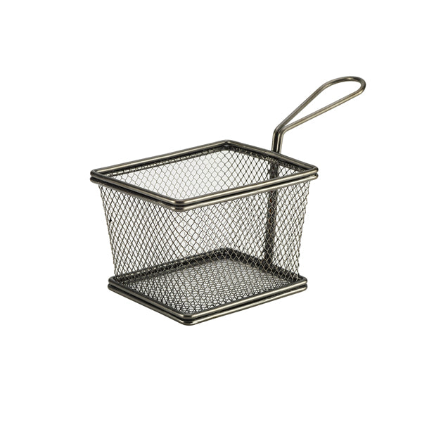 Black Serving Fry Basket Rectangular 12.5 x 10 x 8.5cm