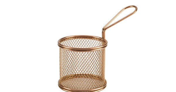 Copper Serving Fry Basket Round 9.3 x 9cm