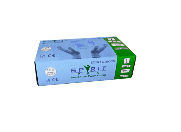 Spirit PF blue vinyl gloves LRG(10x100)