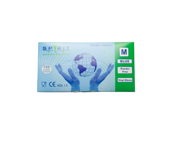 Spirit PF blue vinyl gloves MED (10x100)