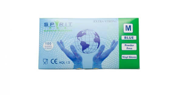 Spirit PF blue vinyl gloves MED (10x100)