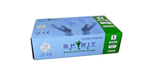 Spirit PF blue vinyl gloves SML (10x100)