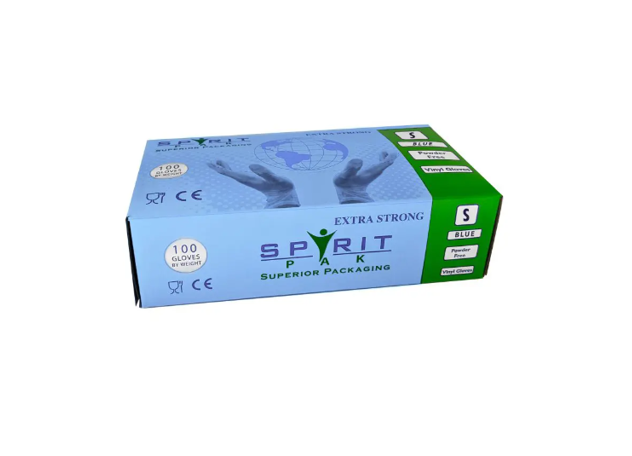 Spirit PF blue vinyl gloves SML (10x100)