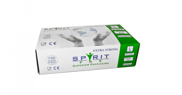 Spirit PF clear vinyl gloves LRG (10x100)