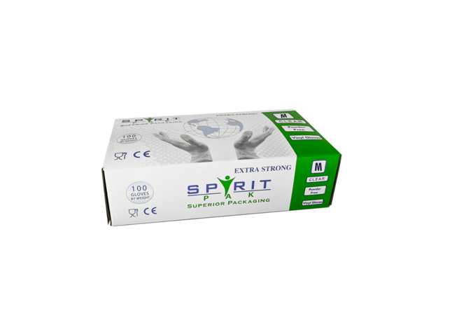Spirit PF clear vinyl gloves MED (10x100)