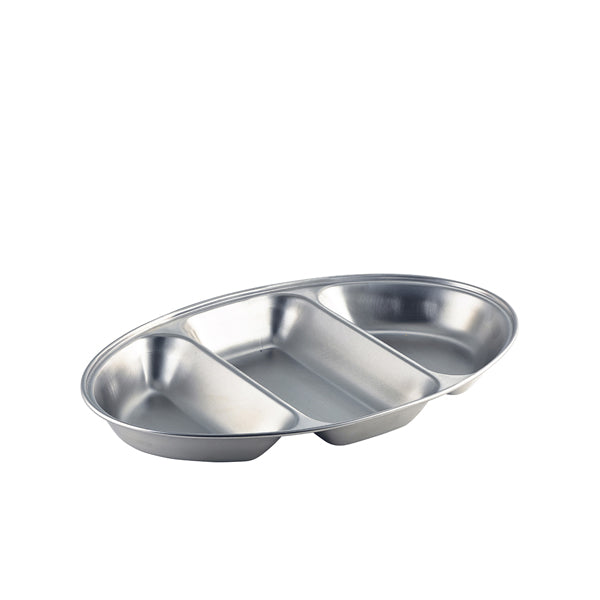 GenWare Stainless Steel Three Division Oval Vegetable Dish 35cm/ 14"