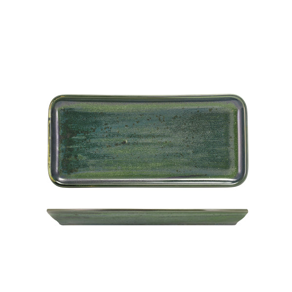 Terra Porcelain Aqua Green Narrow Rectangular Platter 27 x 1
