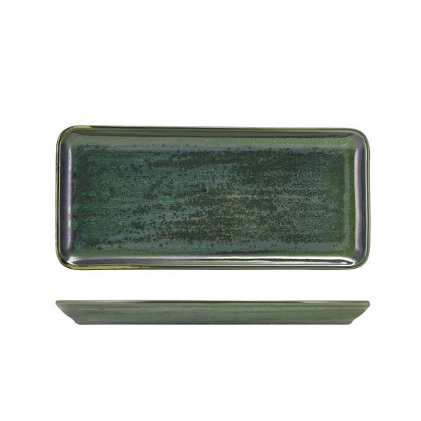 Terra Porcelain Aqua Green Narrow Rectangular Platter 31 x 1