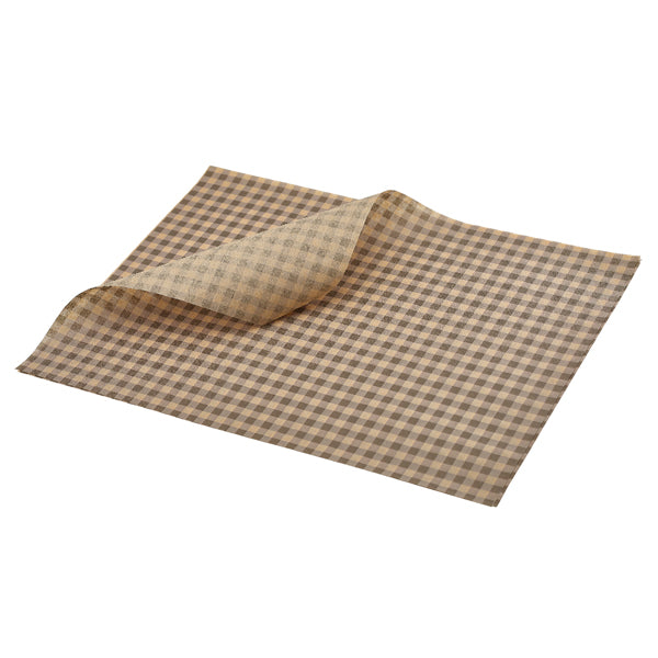 Greaseproof Paper Brown Gingham Print 35 x 25cm