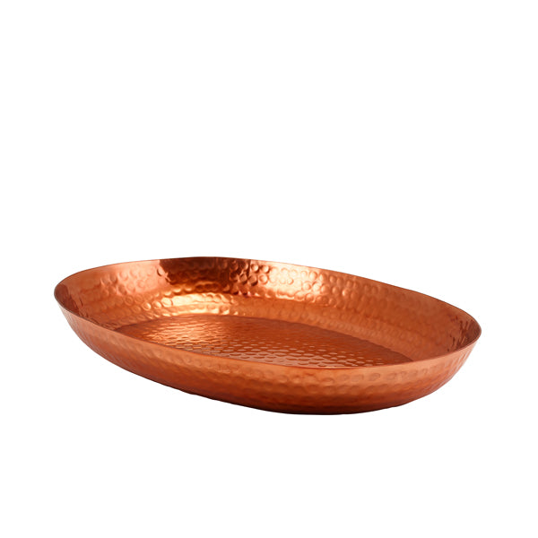 Copper Hammered Aluminium Oval Platter 43.5 x 32.5cm