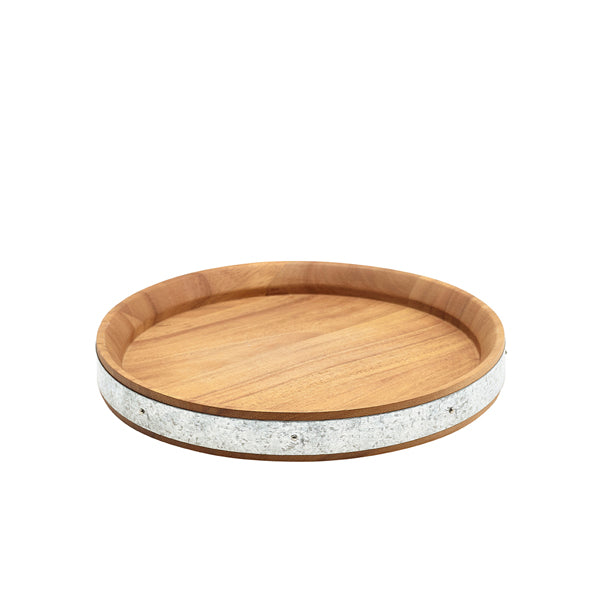 Acacia Wood Zinc Banded Serving Board 24cm