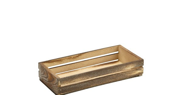 Genware Dark Rustic Wooden Crate 25 x 12 x 5cm