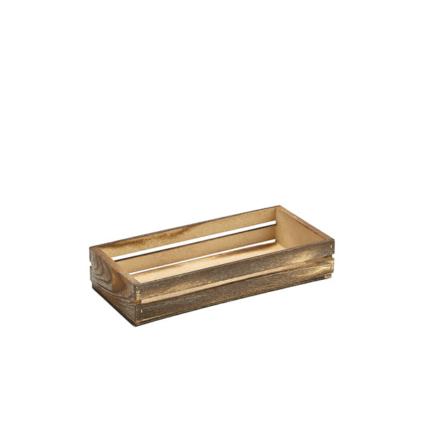 Genware Dark Rustic Wooden Crate 25 x 12 x 5cm