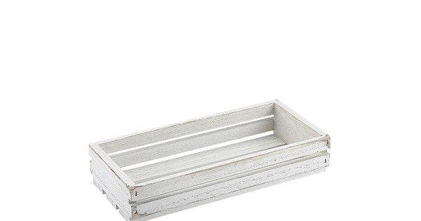 Genware White Wash Wooden Crate 25 x 12 x 5cm