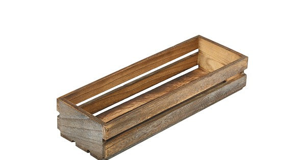 Genware Dark Rustic Wooden Crate 34 x 12 x 7cm