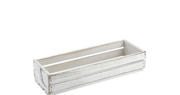 Genware White Wash Wooden Crate 34 x 12 x 7cm