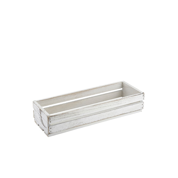 Genware White Wash Wooden Crate 34 x 12 x 7cm