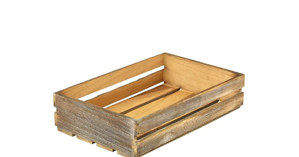 Genware Dark Rustic Wooden Crate 35 x 23 x 8cm
