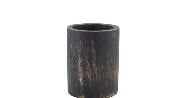 GenWare Black Wash Acacia Wood Cutlery Cylinder