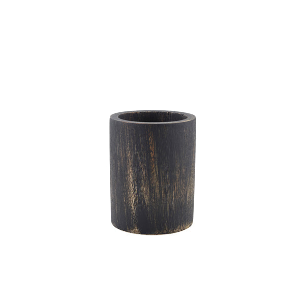 GenWare Black Wash Acacia Wood Cutlery Cylinder