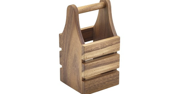 Acacia Wood Cutlery Holder 10 x 10 x 20cm