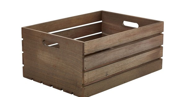 Genware Dark Rustic Wooden Crate 41 x 30 x 18cm