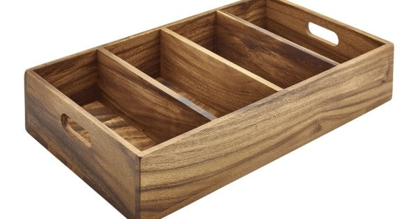 Acacia Wood 4 Compartment Cutlery Tray