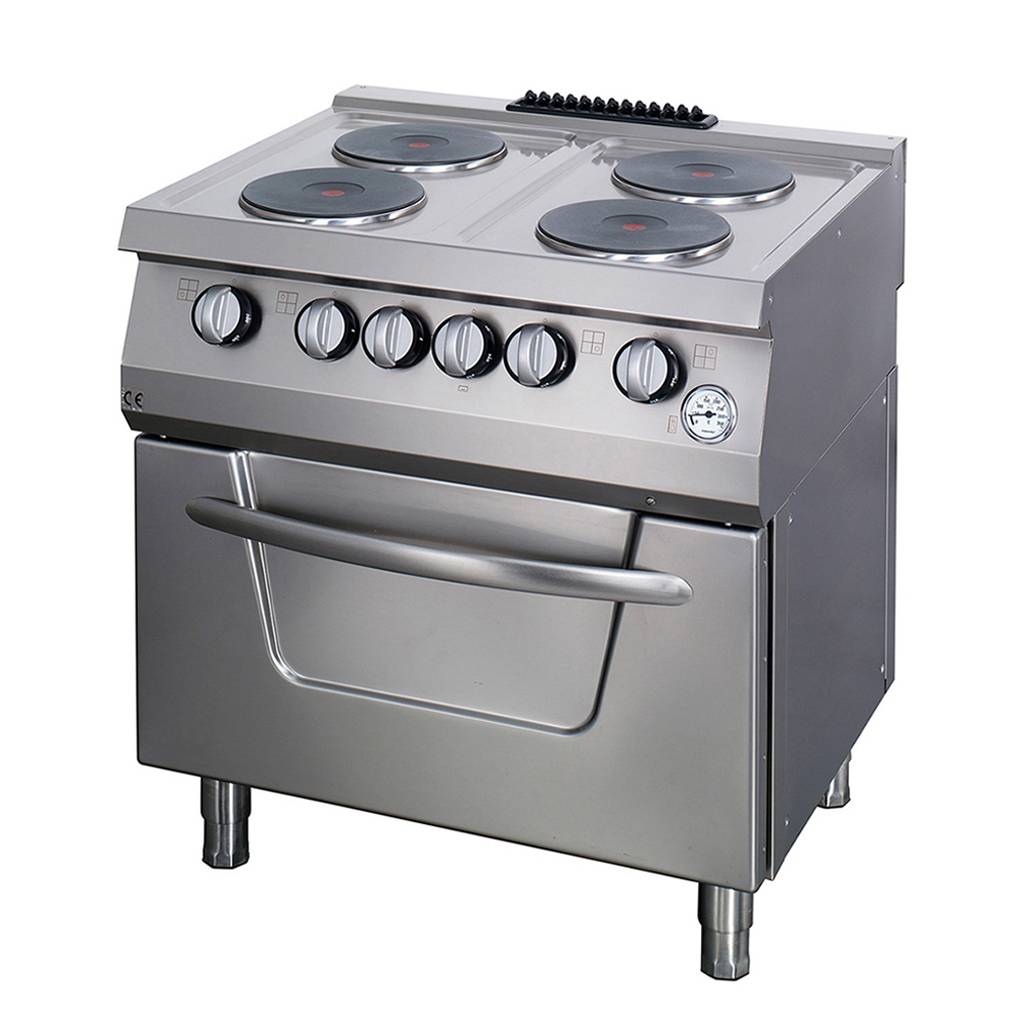 Heavy Duty Stove - 4 Burners - Double Unit - 70cm Deep - with Oven - Electric