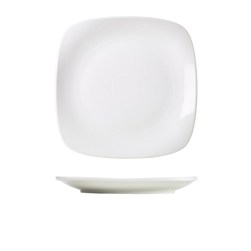 Genware Porcelain Rounded Square Plate 25cm/9.75 Genware Porcelain Rounded Square Plate 25cm/9.75