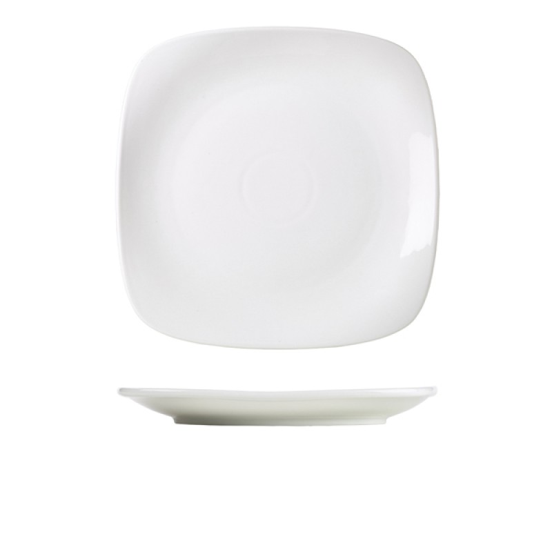 Genware Porcelain Rounded Square Plate 27cm/10.5 Genware Porcelain Rounded Square Plate 27cm/10.5