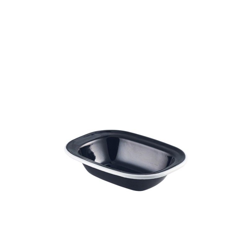 Enamel Pie Dish Black with White Rim 16cm Enamel Pie Dish Black with White Rim 16cm