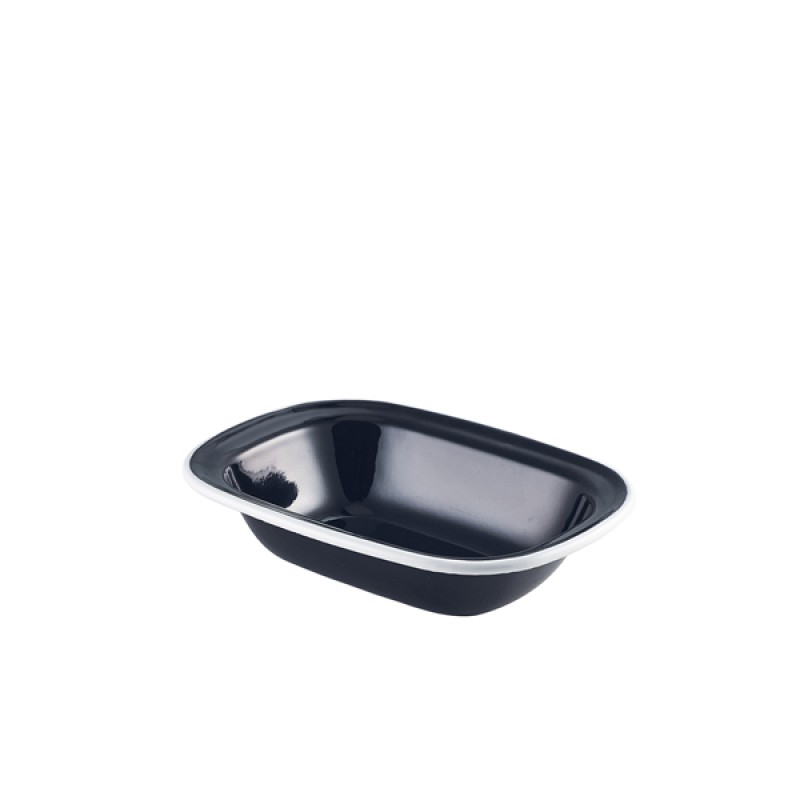 Enamel Pie Dish Black with White Rim 18cm Enamel Pie Dish Black with White Rim 18cm