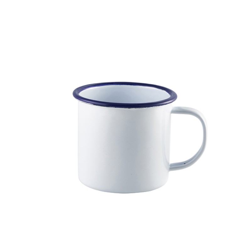 Enamel Mug White with Blue Rim 36cl/12.5oz Enamel Mug White with Blue Rim 36cl/12.5oz
