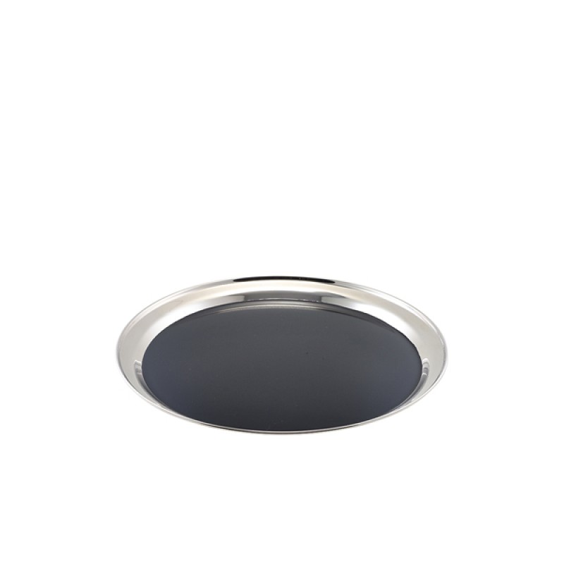 GenWare Non Slip Stainless Steel Round Tray 14 GenWare Non Slip Stainless Steel Round Tray 14