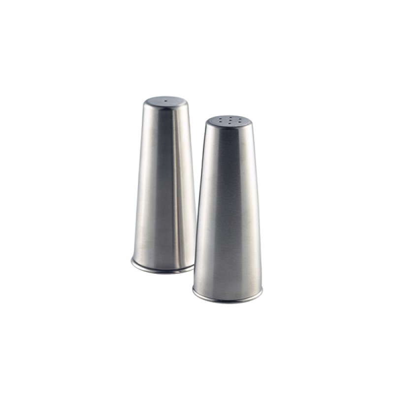 Genware Stainless Steel Conical Salt & Pepper Set Genware Stainless Steel Conical Salt & Pepper Set