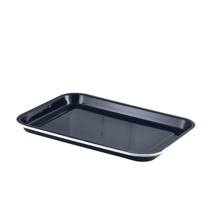 Enamel Serving Tray Black with White Rim 33.5x23.5x2.2cm Enamel Serving Tray Black with White Rim 33.5x23.5x2.2cm