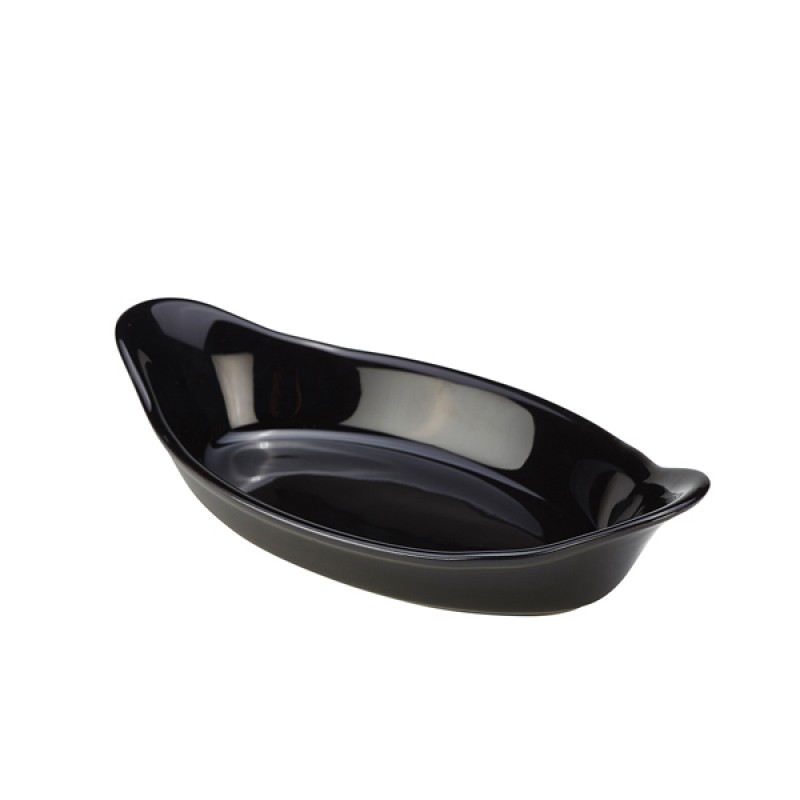 GenWare Stoneware Black Oval Eared Dish 22cm/8.5 GenWare Stoneware Black Oval Eared Dish 22cm/8.5