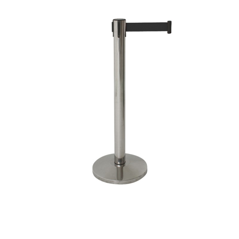 Black Barrier Post - Retractable Black Belt Black Barrier Post - Retractable Black Belt