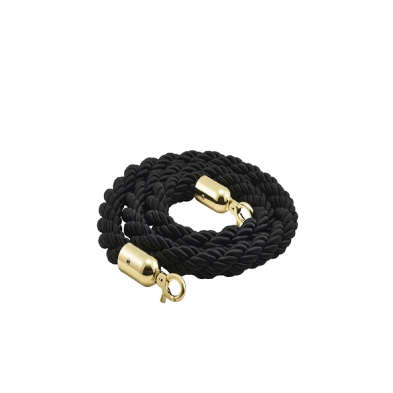 Barrier Rope Black- Brass Plated Ends Barrier Rope Black- Brass Plated Ends