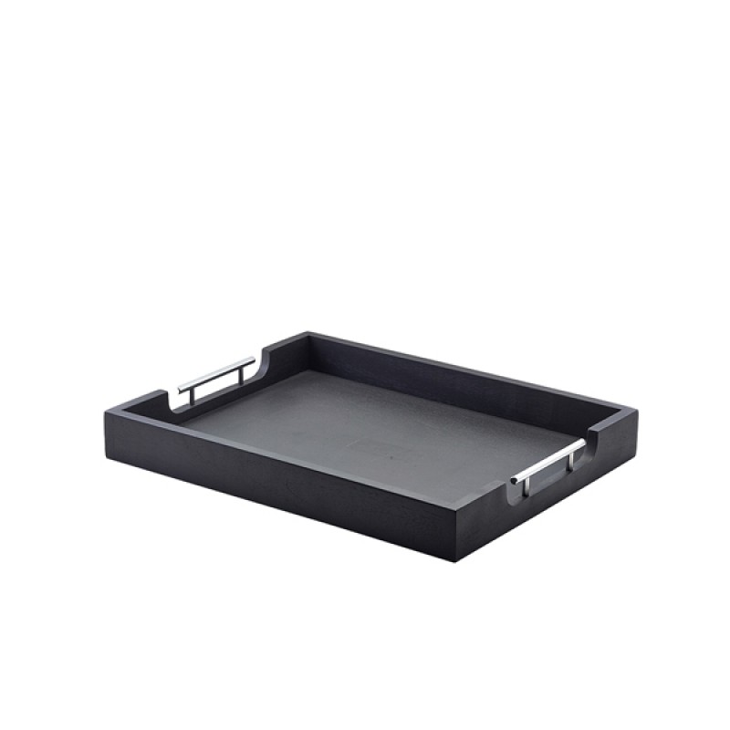 GenWare Solid Black Butlers Tray with Metal Handles 50 x 39. GenWare Solid Black Butlers Tray with Metal Handles 50 x 39.