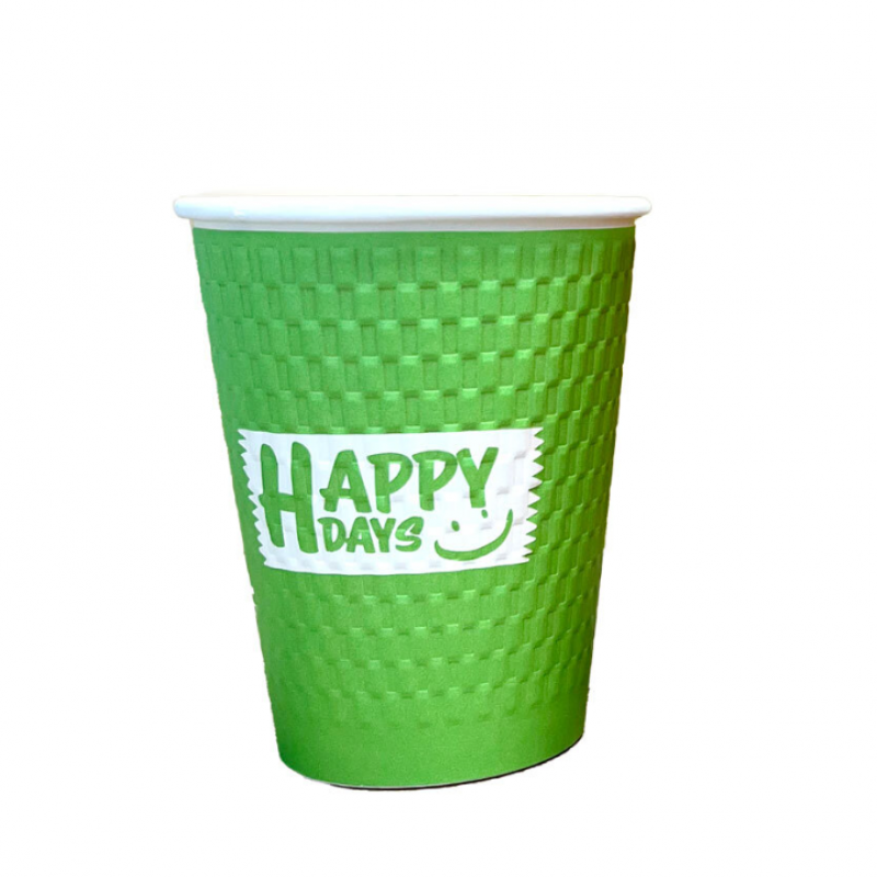 12oz Embossed Happy Days DW PE Hot Paper Cups (20x25)