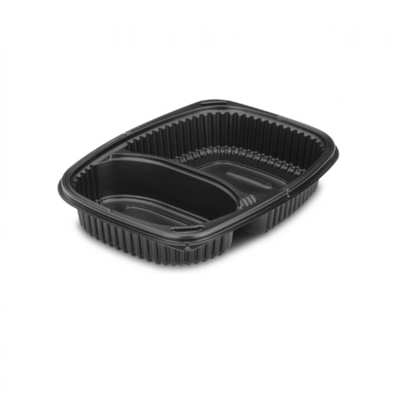 34oz Black 2-Compartment Microwaveable Containers (8x40) 34oz Black 2-Compartment Microwaveable Containers (8x40)