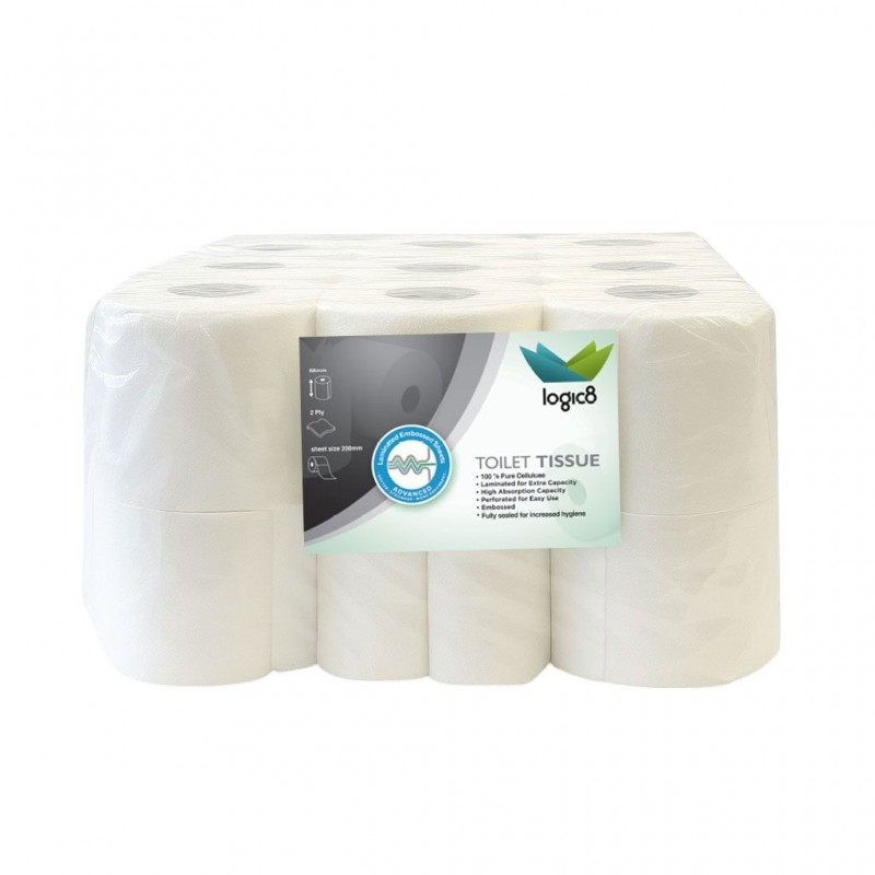 Logic8 200 sheet 2ply toilet roll (12 x 4\'s)