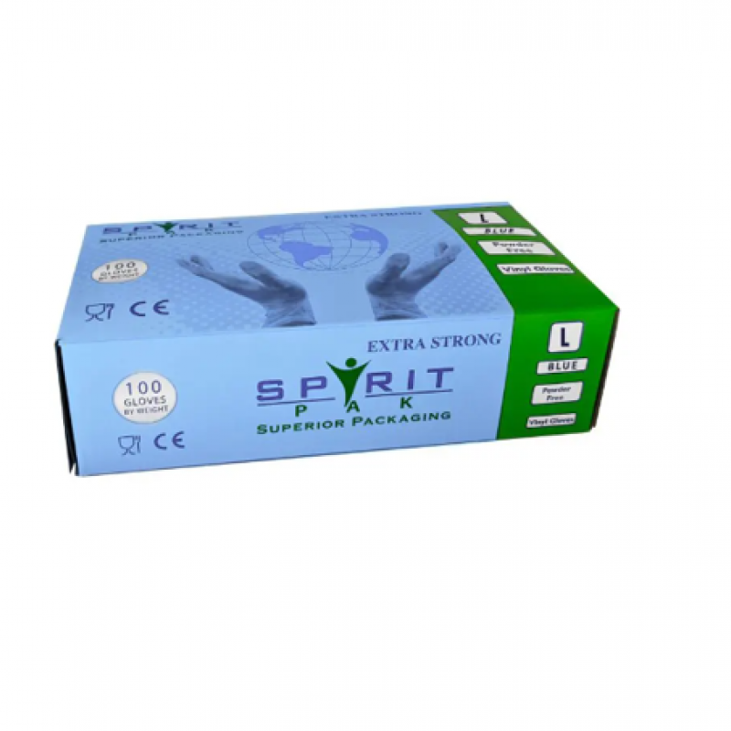 Spirit PF blue vinyl gloves LRG(10x100) Spirit PF blue vinyl gloves LRG(10x100)