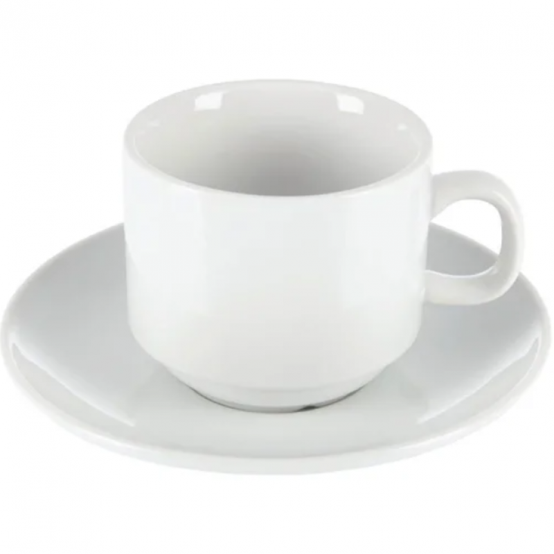 White Stacking Cup and Saucer Set (12)