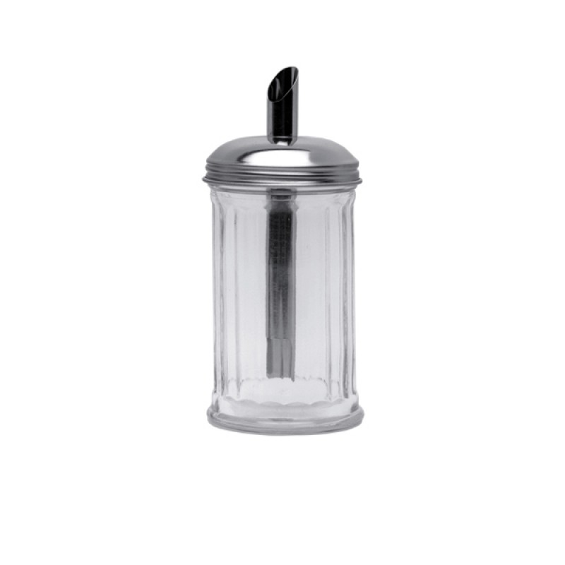 Sugar Pourer Clear Glass Base S/St.Tube Top Sugar Pourer Clear Glass Base S/St.Tube Top