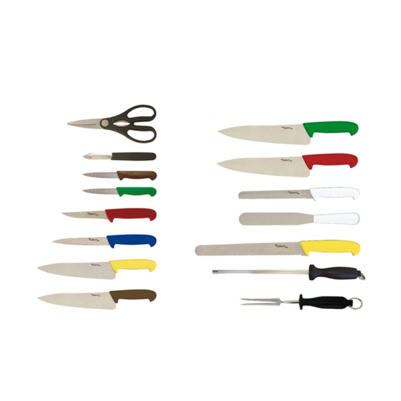 15 Piece Colour Coded Knife Set + Knife Case 15 Piece Colour Coded Knife Set + Knife Case